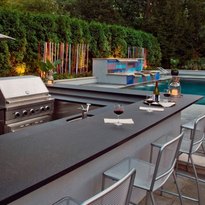 black pearl granite countertop patio grill brushed